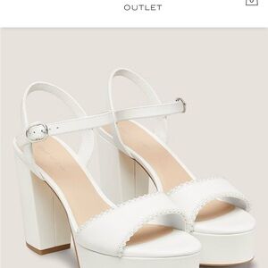 Stuart Weitzman White Platform Dancer Pearl Platform Sandal
